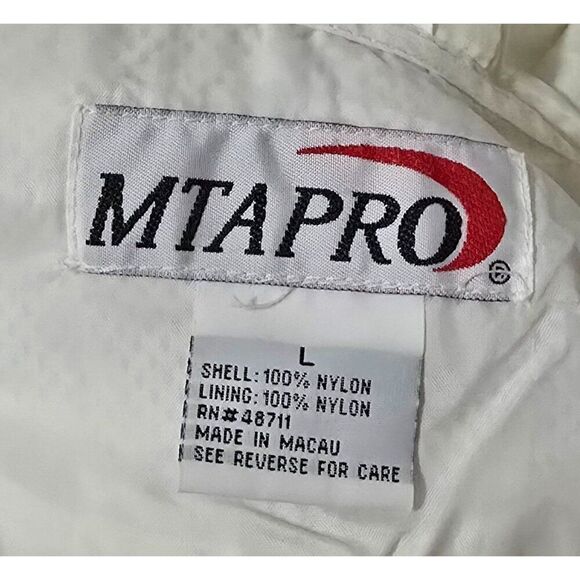 MTAPRO Vintage White Blue Pullover Nylon Windbreaker Jacket L With Hood Pockets - Picture 2 of 8